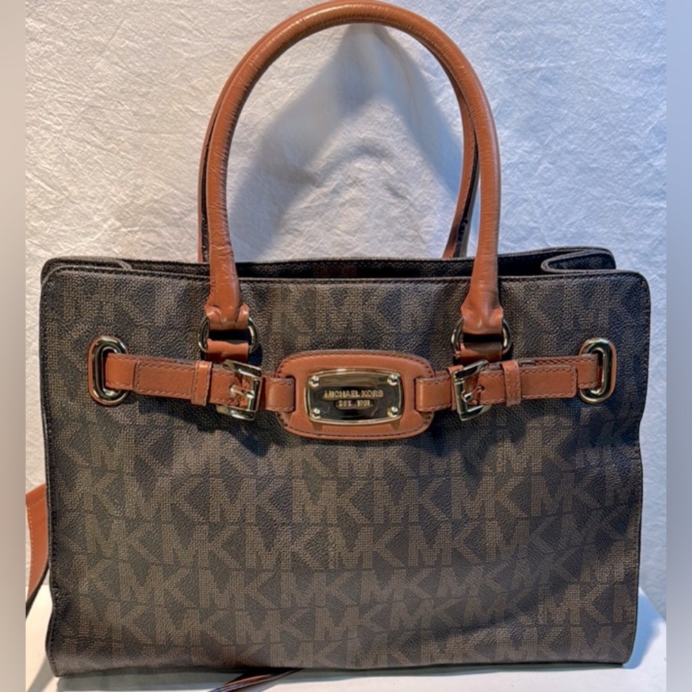 Michael Kors Dark Brown Tote with Tan Accents